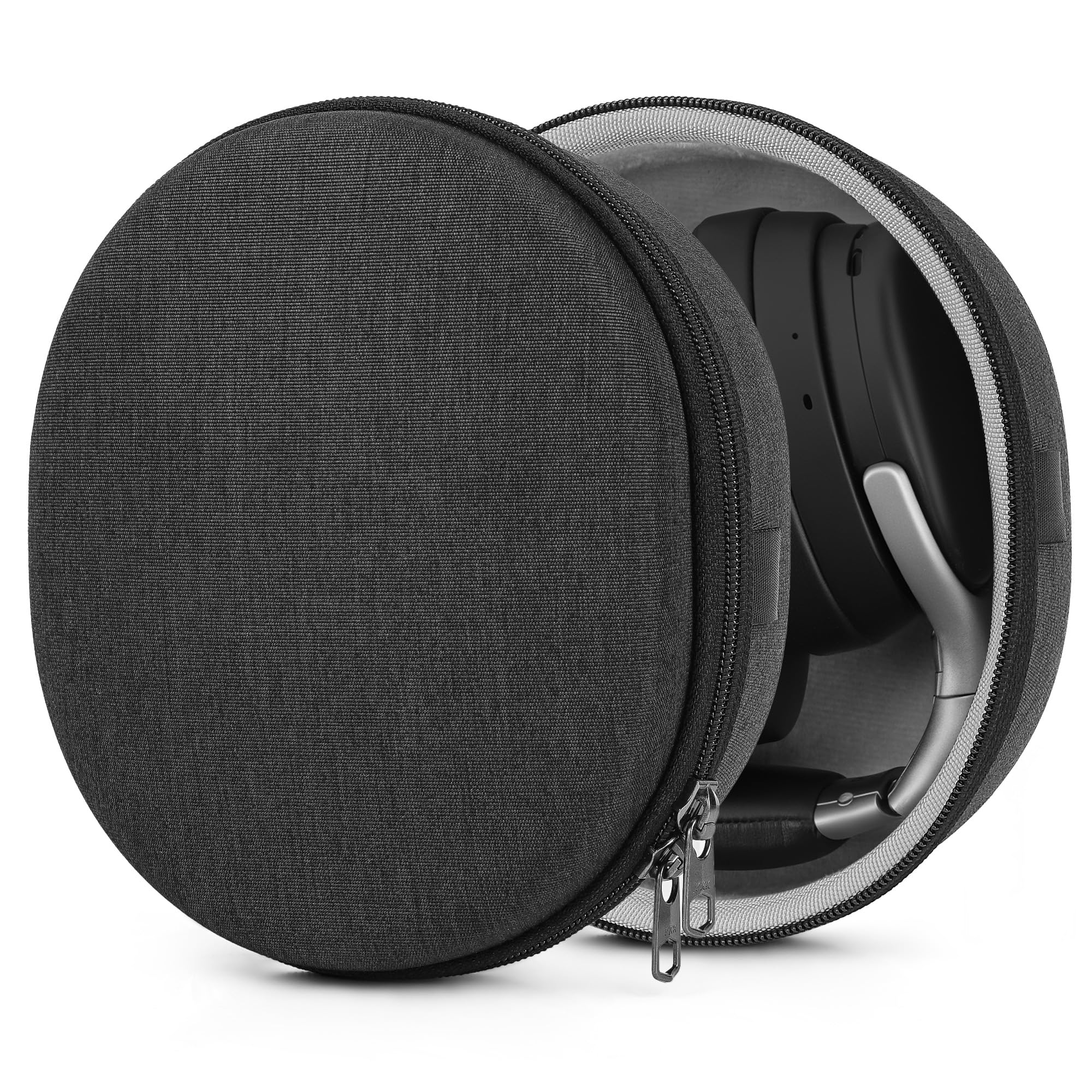 Geekria Shield Headphones Case Compatible with Bose, Soundcore, Denon, and More, Replacement Hard Shell Travel Carrying Bag with Cable Storage (Dark Grey)
