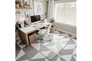 Furnbar Office Chair Mat for Carpet & Hardwood, Upgraded 36" x 48" Dual Use Tempered Glass Chair Mat for Chair and Footrest Under Desk