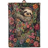 Mounidso Floral Sloth Blanket, Sloth Theme Flannel Blanket Gifts for Women, Soft Warm Lightweight Sloth Blankets for Living Room Home Sofa Travel Decor 50" x 60"