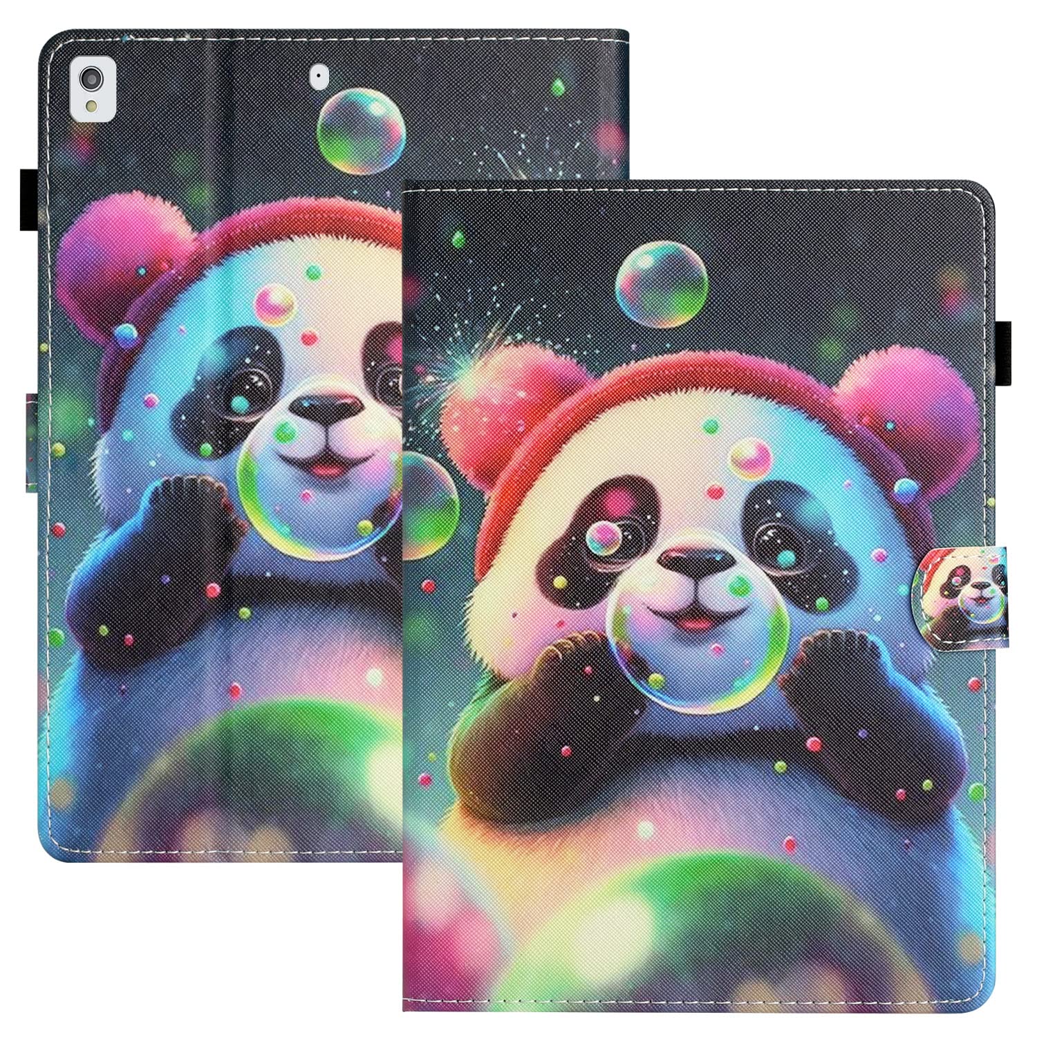 Rosbtib Case for iPad 10.2 (iPad 9. /8. /7. Generation) Cover, Megnetic Closure Stand Function Shockproof Premium PU Leather Protector iPad 10.2 2021/2020 /2019 /iPad Air 10.5" 2019, Panda