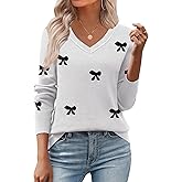 Zeagoo Women's 2026 Fall V Neck Sweater Trendy Long Sleeve Casual Lightweight Ribbed Knit Pullover Tops