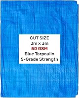 Cost Wise 3x3m Blue Waterproof Tarpaulin Ground Sheet Heavy Duty Extra Eyelets view 6