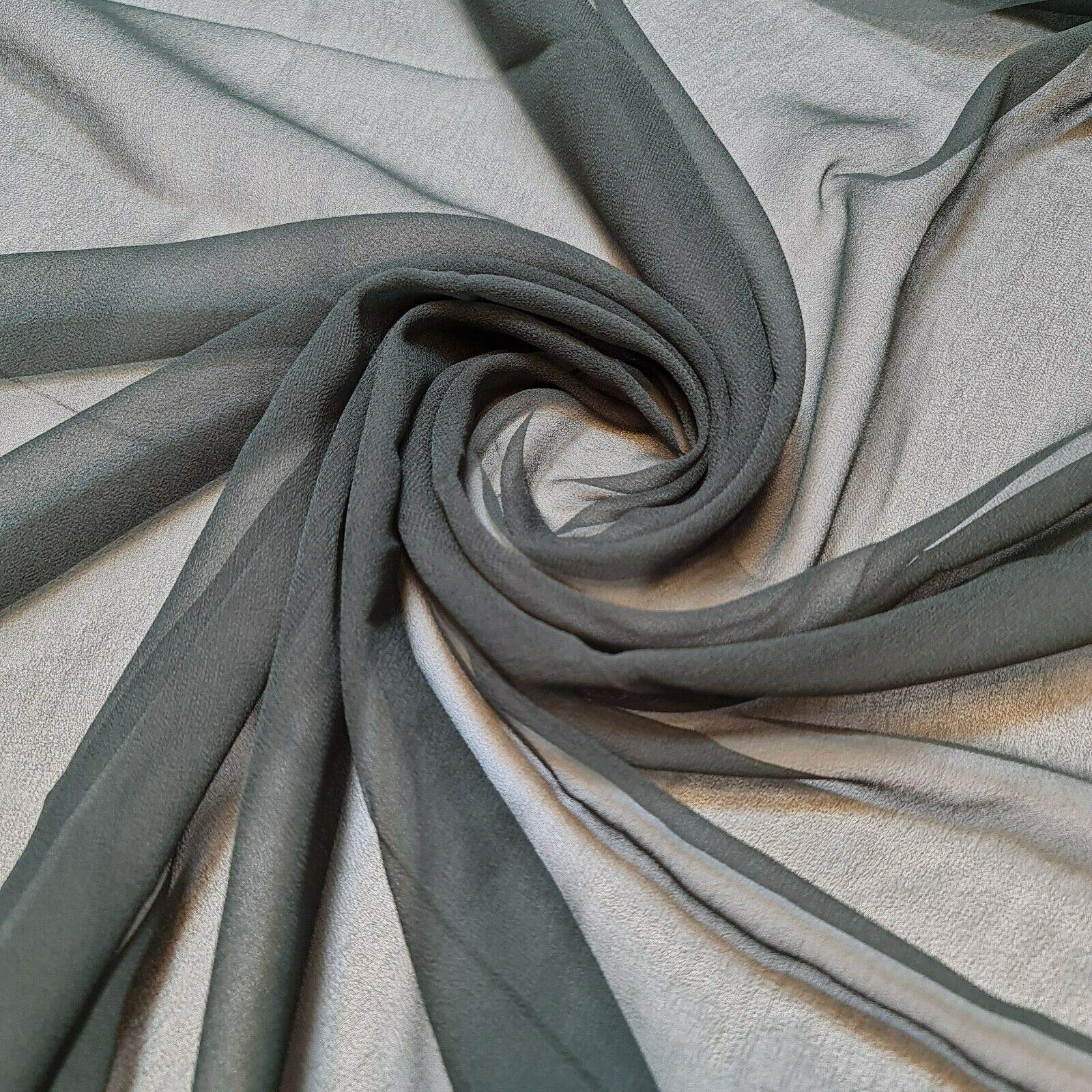 100% Polyester Moss Crepe Chiffon Sheer Decor Drape Dress Fabric 44" (5 Meter, Sea Green)