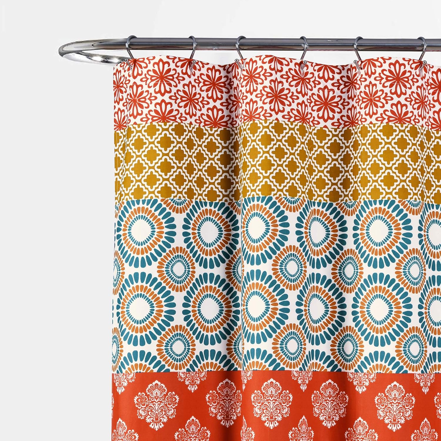 Lush Decor 16T000209 Bohemian Striped Shower Curtain Colorful Bold Design, 72" x 72", Turquoise and Orange: Home & Kitchen