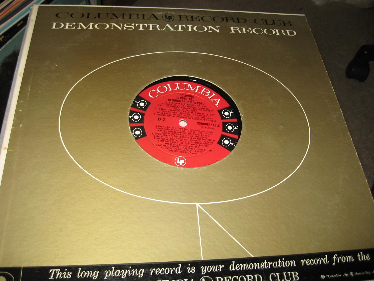 columbiavarious artists Columbia Record Club Demonstration Record