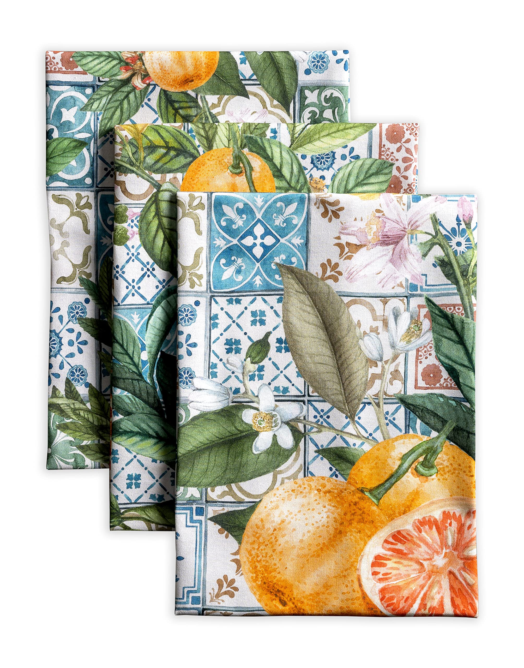 Maison d' Hermine Kitchen Towels Set of 3 100% Cotton 70 CM x 50 CM Reusable Cloth Tea Dish Towels Absorbent with Hanging Loop for Kitchen Dining Gifts for Mothers Day (Basse Cour)