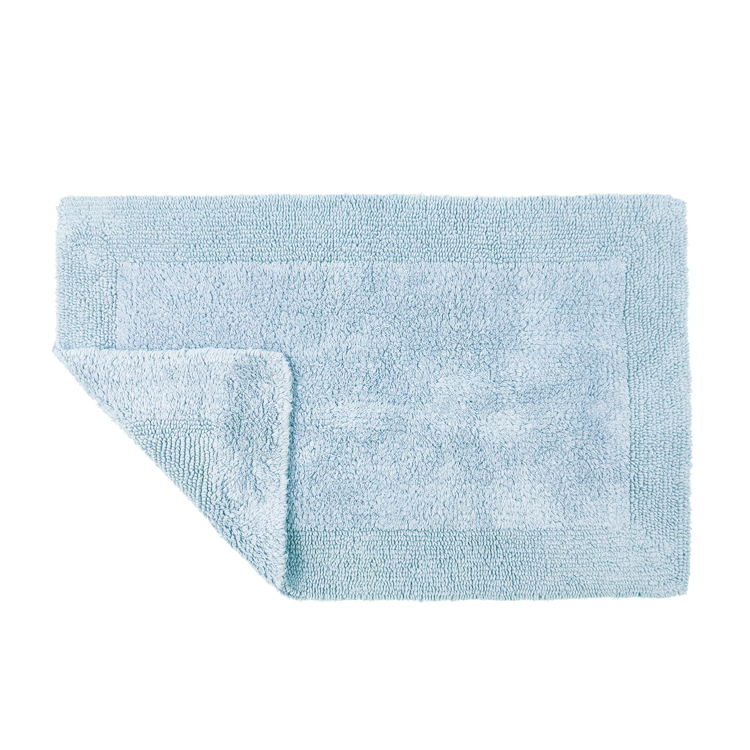 Allure Heavyweight Reversible Bath Mat, 100% Cotton, Super soft, Washable, Large Size 53cm x 85cm (Baby Blue) — image 1