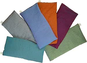 Peacegoods (6) Unscented Organic Flax Seed Eye Pillows - 4 x 8.5 - Soft &amp; Soothing Cotton - Naturally Calming Colors
