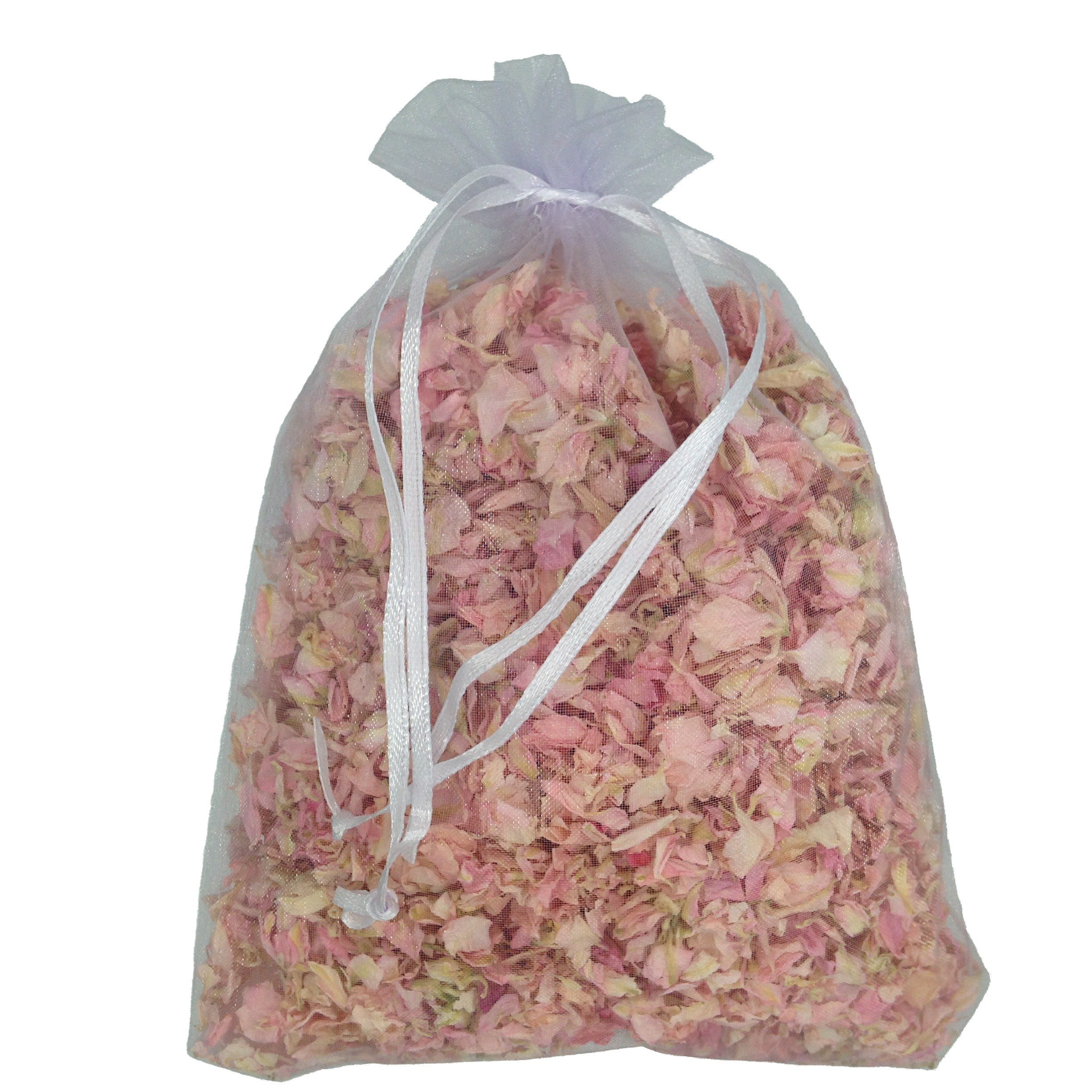 Truly Madly Deeply Pale Pink 1 Litre Natural Biodegradable Delphinium Petals with a White Organza Bag - Wedding Throwing Confetti