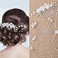 Geosar Wedding Hair Accessories, Hair Clip Set of 9 Including Pearl Comb and Pins for Brides, Bridesmaids, Women(Elegant Style,Silver)