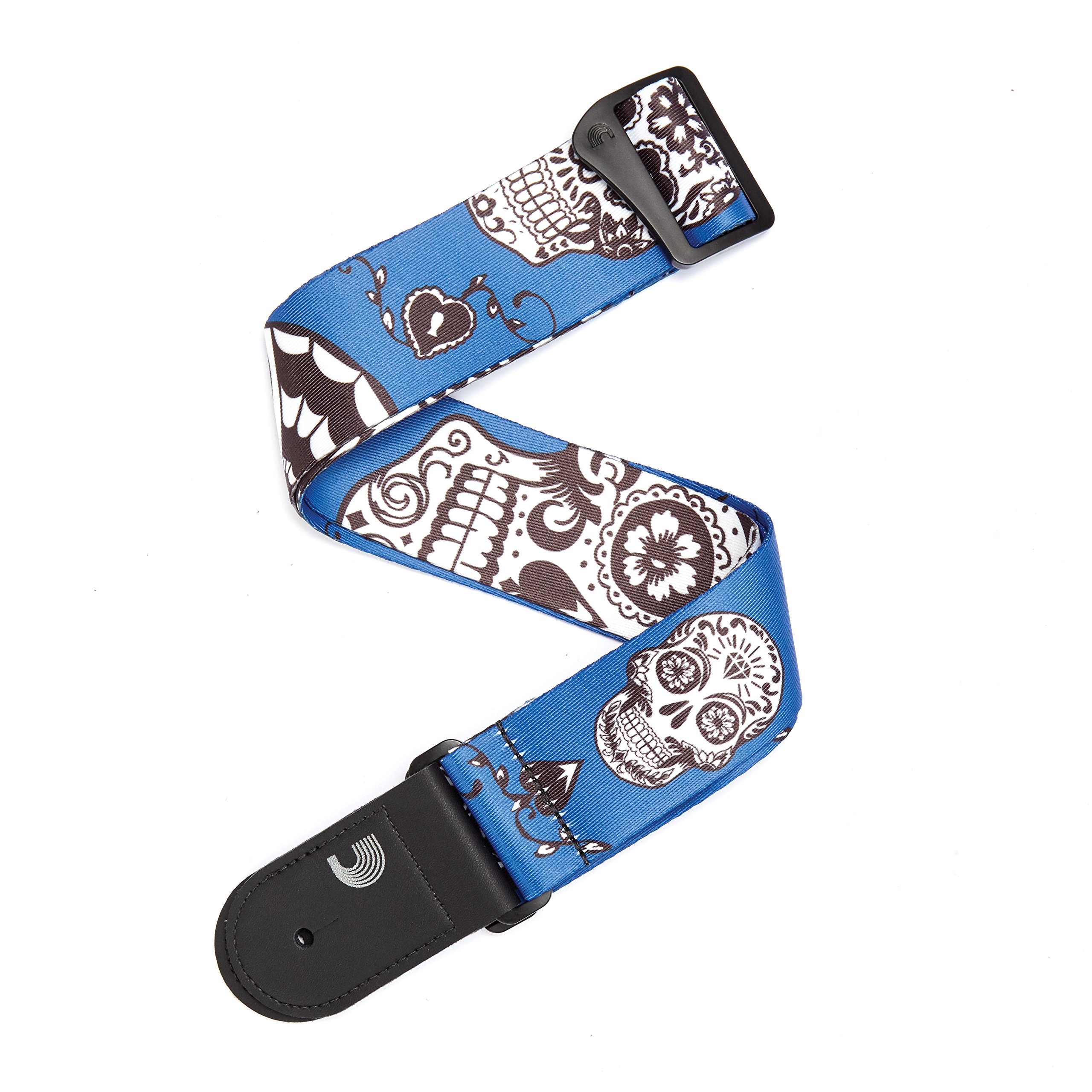 D'Addario Woven Guitar Strap - Guitar Accessories - Electric Guitar Strap, Acoustic Guitar Strap, Acoustic Electric Guitar Strap & Bass Guitar Strap - Sugar Skulls - Blue - 2" Wide