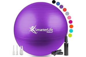 SMARTERLIFE PRODUCTS SmarterLife Workout Exercise Ball for Fitness, Yoga, Balance, Stability, or Birthing, Great as Yoga Ball Chair for Office or Exercise Gym Equipment for Home, Premium Non-Slip Design
