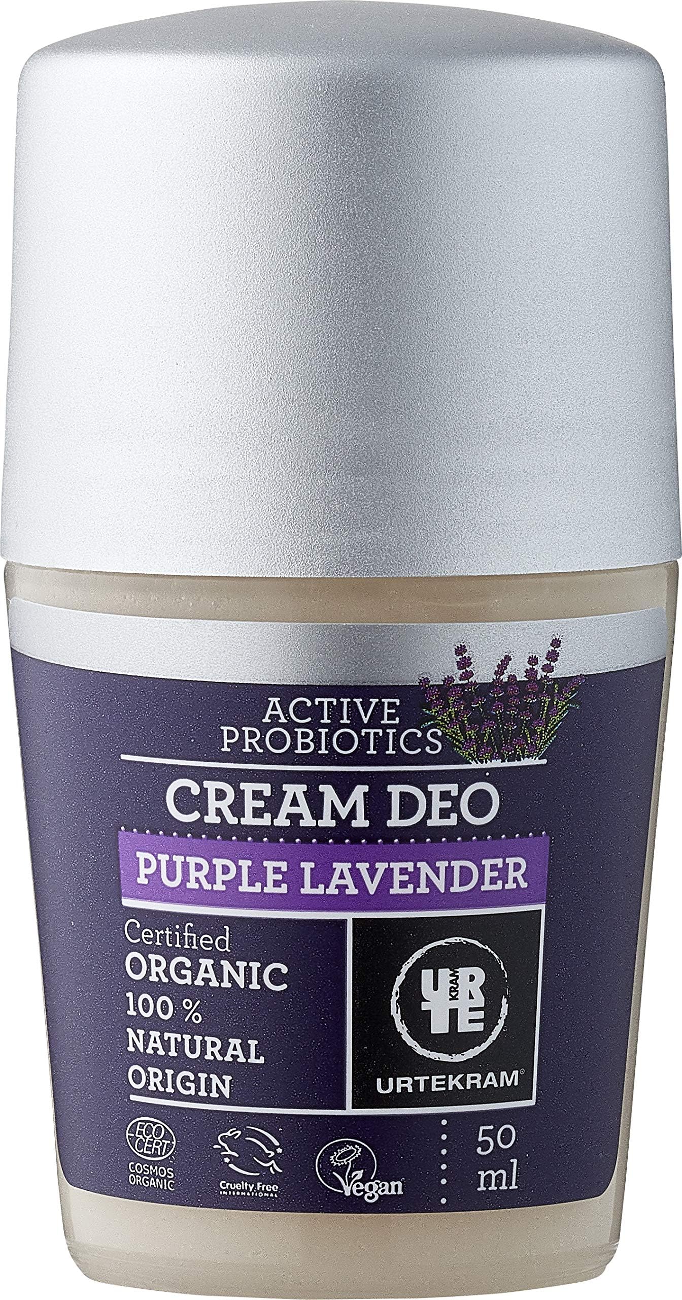 Urtekram Purple Lavender Cream Deodorant Organic, with Active probiotics, 50 ml