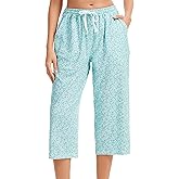 Kabento Women Pajama Pants Capri Cotton Sleep Lounge Pj Bottoms with Pockets