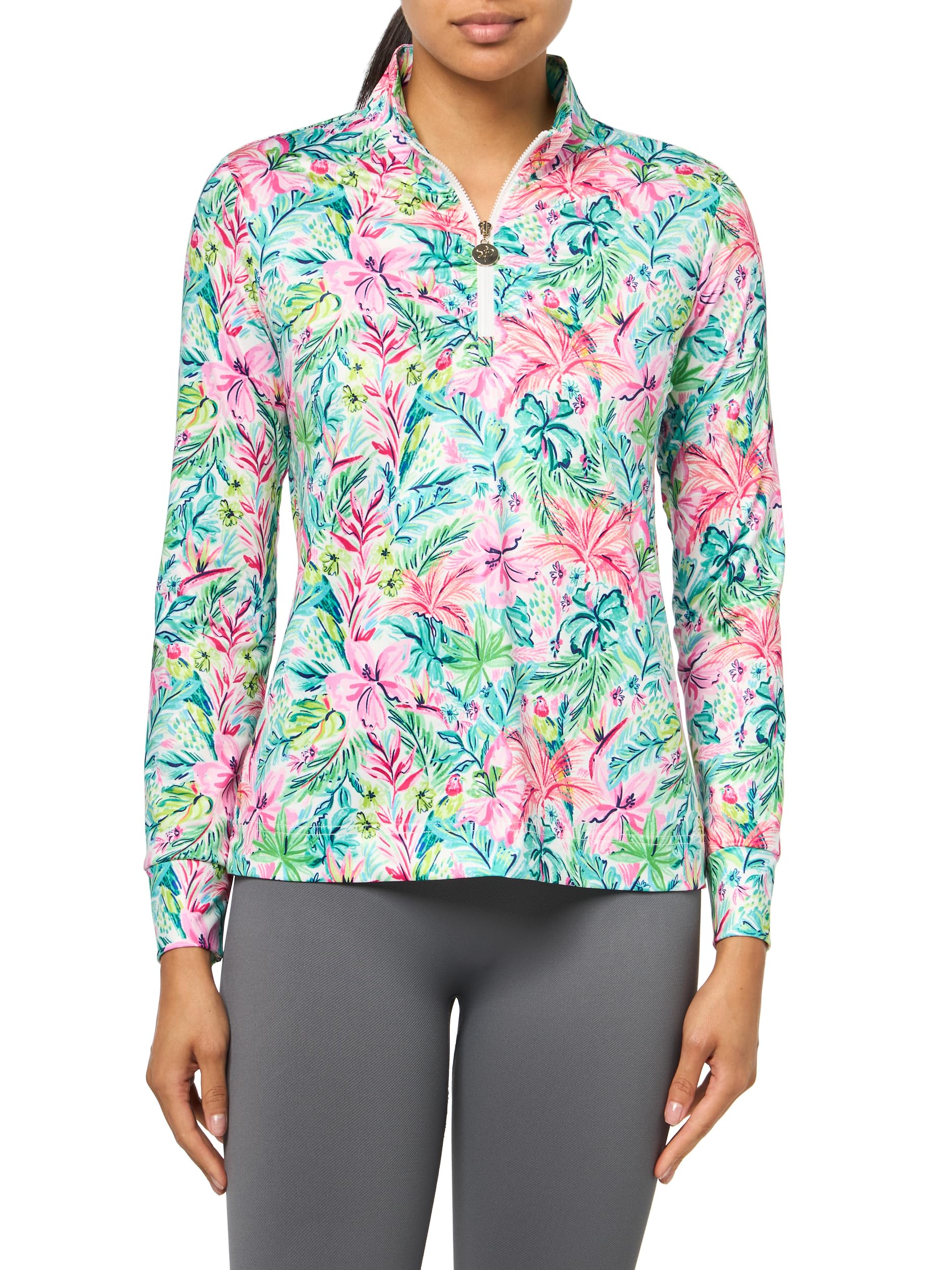 Photo 1 of Stella Parker Women's Quarter Zip Tennis-Golf Polo Top- UPF+, Quick Dry, Moisture Wicking, Paradise, XL