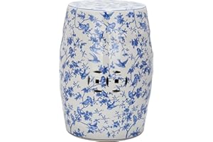 Safavieh ACS4514A Safavieh Castle Gardens Collection Glazed Ceramic Birds Garden Stool, Blue