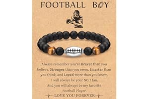 Leyung Bracelet Gifts for Teenage Boys, Football Baseball Basketball Soccer Bracelet Gifts for Boys Player Son Grandson Team Friend, Graduation Birthday Gifts for Teen Boys with Message Card
