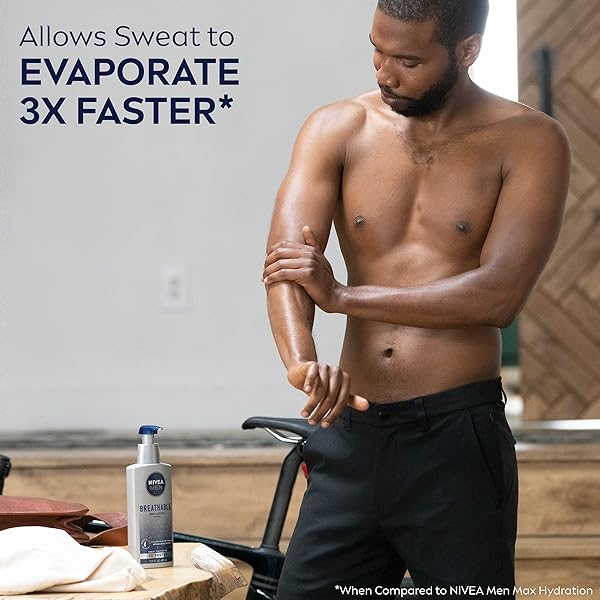NIVEA MEN BREATHABLE BODY LOTION, 48 HOUR HYDRATING LOTION FOR MEN, 13.5 FL OZ BOTTLE