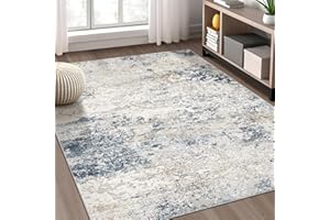 DMOYEST Area Rug Living Room Rugs - 5x7 Abstract Large Soft Indoor Washable Rug Neutral Modern Low Pile Carpet for Bedroom Dining Room Farmhouse Home Office - Beige Blue