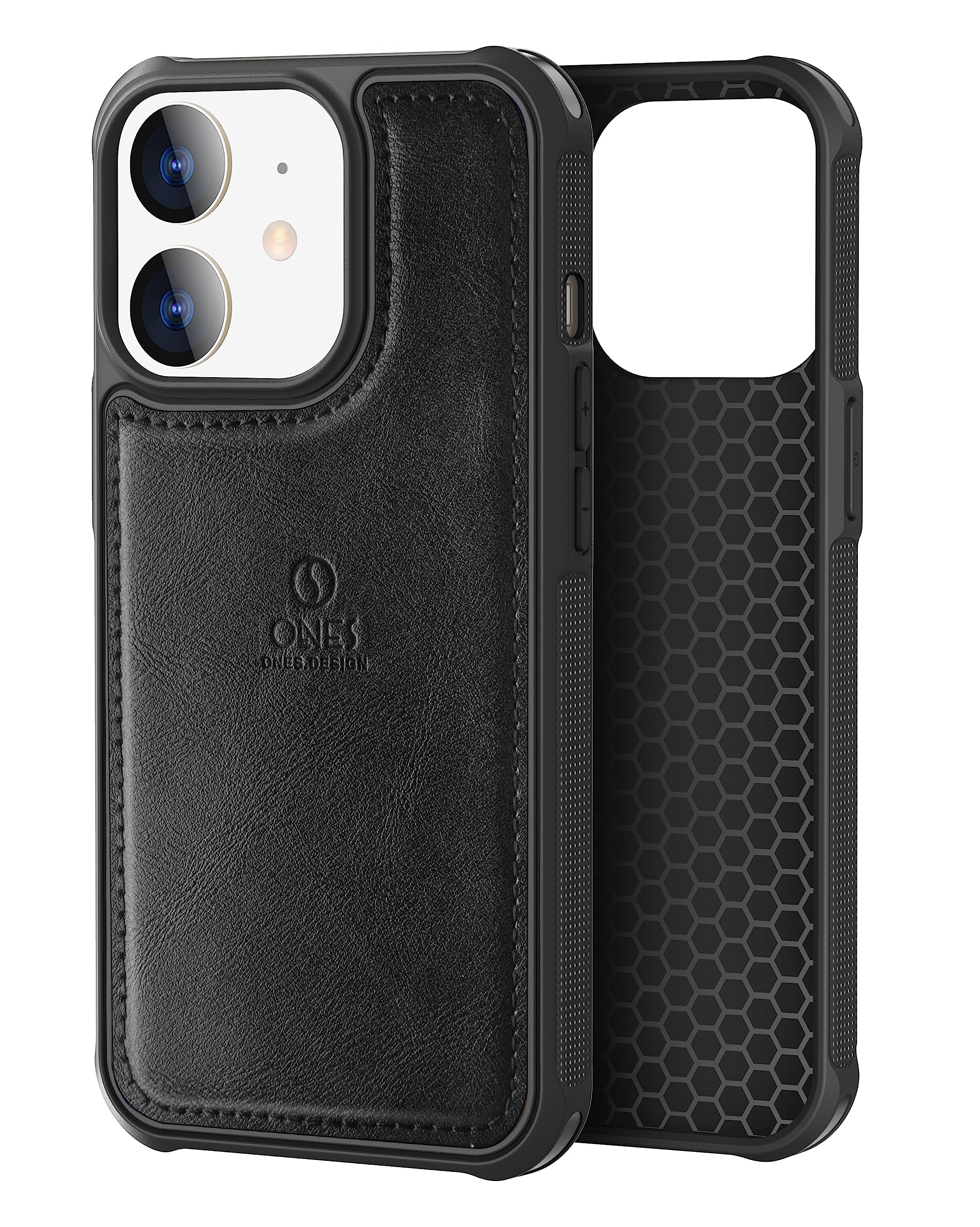 ONES for iPhone 11 PU Leather Case 『 Shockproof Military Grade Protection Airbags 』『 Anti-fingerprint 』『 TPU Bumper Non-slip 』『Wireless Charging』 Sturdy Impact Absorb Shockproof Hard Cover - Black