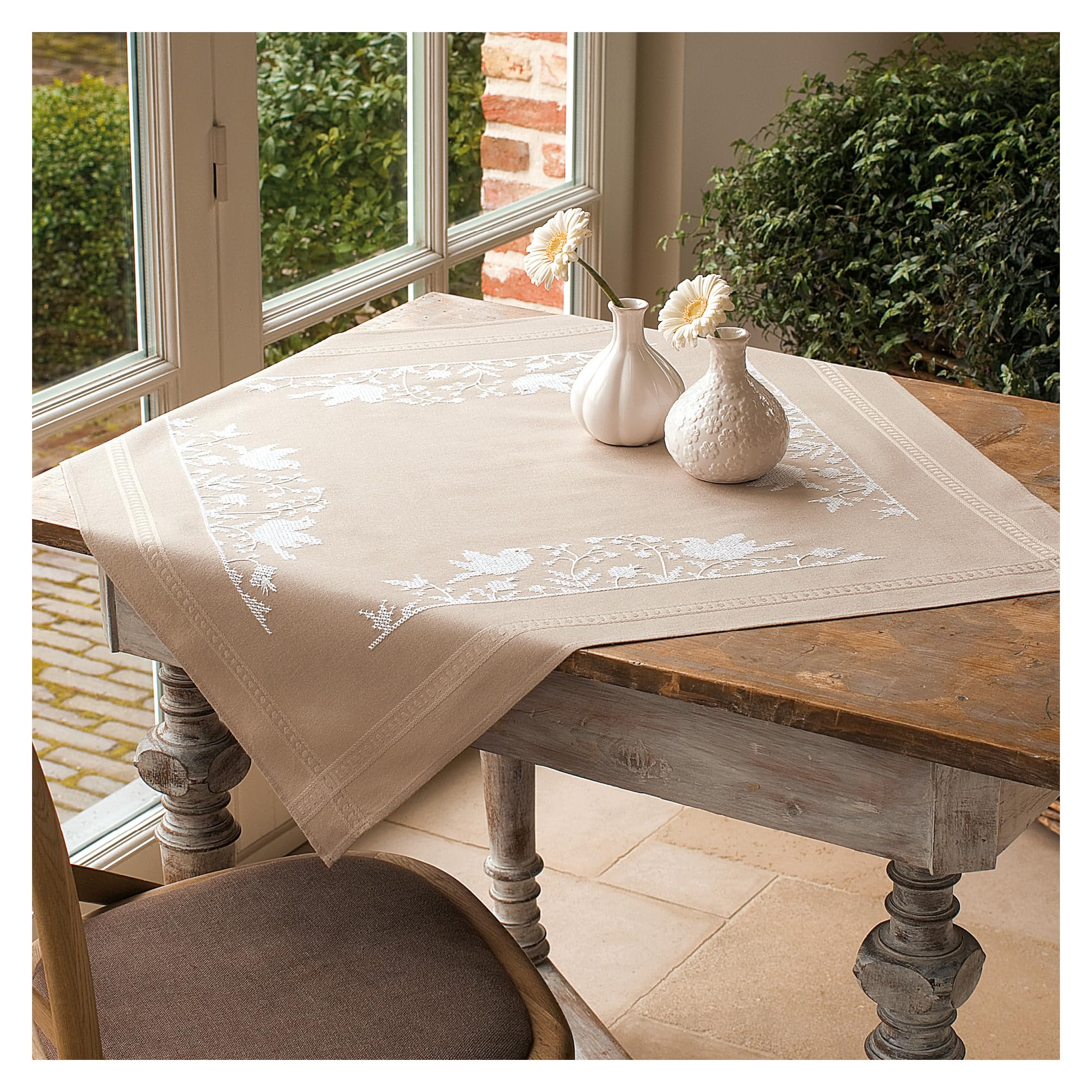 Vervaco "White Silhouette Table Cloth Embroidery, 100 Percent Cotton, Multi-Colour