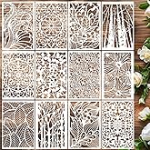 Stencils for Crafts Reusable Texture Stencils Floral Stencil Leaf Tree Templates for Painting on Wood Furniture Card Canvas Paper Scrapbook