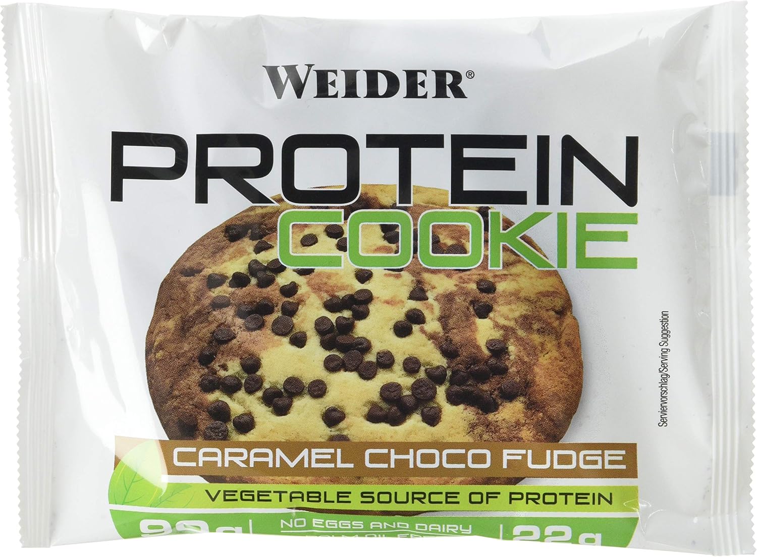Weider Vegan Protein Cookie, Caramel Choco Fudge, Delicious on the go snack, 12 pack, 12x90g