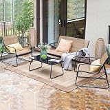 Grand patio 4-Piece Conversation Set Brown Garden Table Chairs Mesh Sling view 2