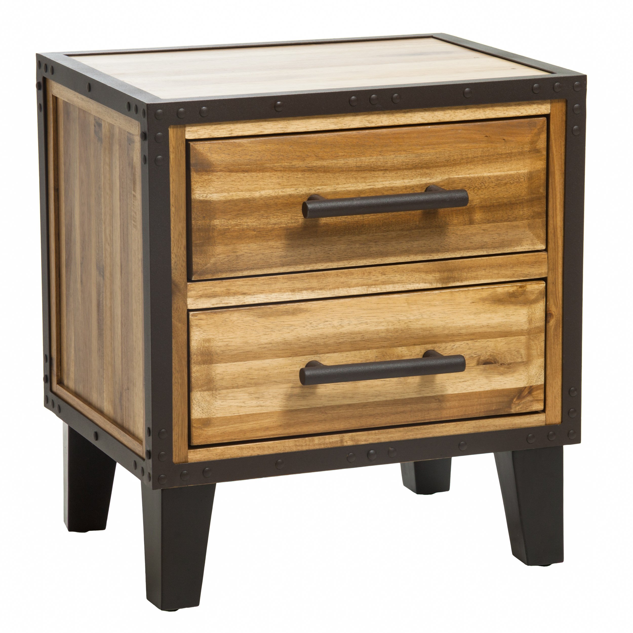 Christopher Knight Home 295304 Lina Acacia Wood Two Drawer Night Stand, Natural Stained
