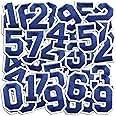 Number Iron On Patches, Numbers 0-9 Embroidery Applique Patch, DIY Decorative Heat Press Patches for Clothing Jeans Jackets Backpacks Hats (Blue 50 Pcs)