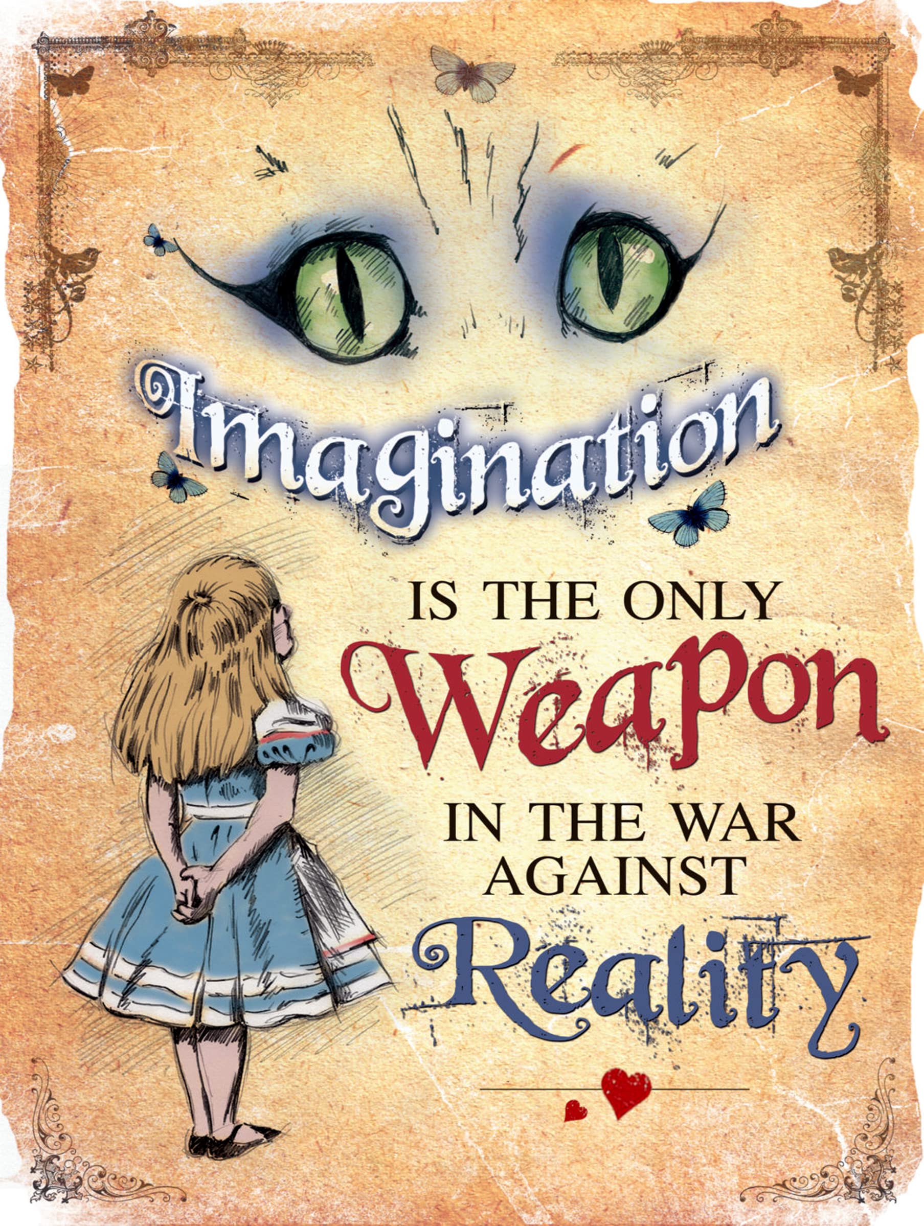 SHAWPRINT Alice In wonderland Metal Sign Imagination RETRO METAL TIN WALL ART NOVELTY GIFT (10" x 8")