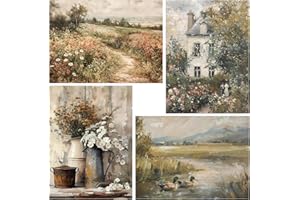 WUDWL 4 Pack Paint by Numbers Kit for Adults Kids, Adults Paint by Numbers Kits, Flowers and Plants DIY Acrylic Oil Painting Number Kits for Home Wall Decor Gifts 12x16 Inch