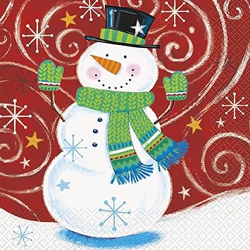 Tovaglioli Di Carta Motivo Pupazzo Di Neve Natalizio