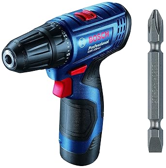 Bosch 06019G80F1 GSR120-Li Cordless Drill Driver, 12V Single Battery with Bosch 2608522265 65 mm Standard for Universal Screwdriver Bits, 10 in 1 Pack Slotted and PH2