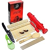 DIY Sushi Making Kit For Beginners - Simple Home Sushi Maker Tools Set - Kits Include 2 x Bamboo Rolling Mat and Japanese Ba