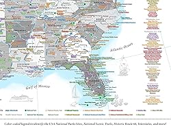 GeoJango National Parks Map Poster with USA Travel