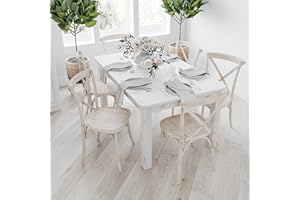 Merrick Lane Jessamine 60" x 38" Rectangular Antique Rustic White Solid Pine Farm Dining Table