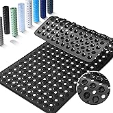 Yimobra Bathtub Mat Non Slip, 34.5"X15.5" Long Shower Mat for Inside Shower, Machine Washable Bath Mat with Drain Holes &amp; Strong Suction Cups, Soft on Feet, Bathroom Essentials, Black