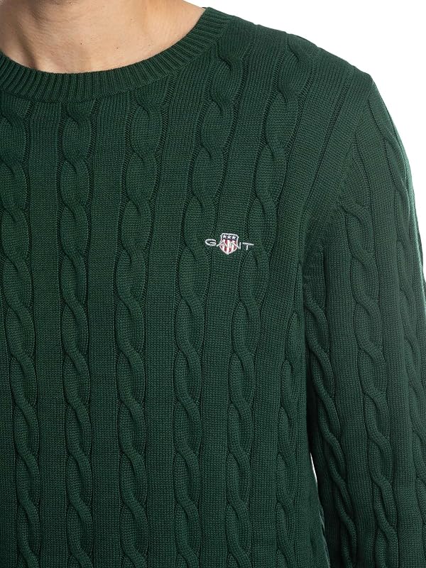 Suéter masculino gant de algodão com gola c, verde tartan, l — foto 4 de 6