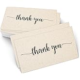 321Done Thank You Notecards Small (Set of 50) Business Card Size 3.5" x 2" - For Gifts, Parties, Weddings, and Any Occasion- Made in USA - Kraft Tan