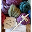 Beginner Drop Spindle Kit Top Whorl w/ 2oz Roving Fiber