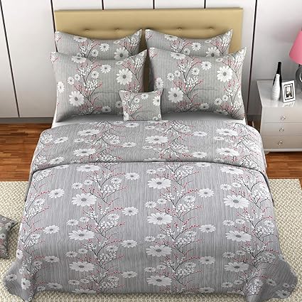 MAFATLAL ColorArt Series , 100% Cotton Premium Bedsheets for Single Bed with 1 Pillow Cover , 144 TC Soft Finish Easy to Wash Luxurious Bedding Set ( Denim Grey )