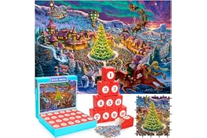 PUZPIICE Puzzles Advent Calendar 2024 Jigsaw Puzzle Christmas Countdown Calendar for Kids 1008 Pieces Christmas Jigsaw Puzzles for Kids Teens Adults Countdown to Christmas