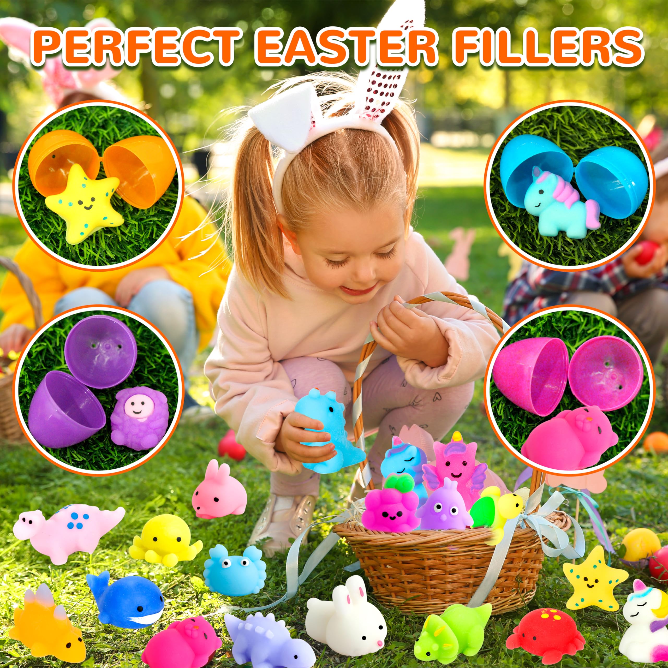 150 Pack Mochi Squishy Toys Kawaii Squishies Stress Relief Toys Pack Boys Girs Party Favors Bulk Birthday Gifts Valentines Day Gifts for Kids Easter Egg Fillers Easter Hunt Basket Pinata Stuffers