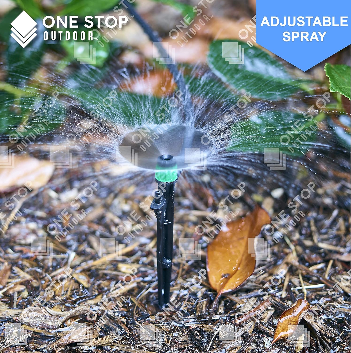 (100-PACK) - 1/4" Inch 360 Degree Drip Emitter On 6" Stake - Vortex Sprayer Adjustable Flow 0-20 GPH, Fits 1/4 (4-6mm) Drip Irrigation Tubing - Micro Bubbler Drippers for Drip Irrigation : Garden & Outdoor