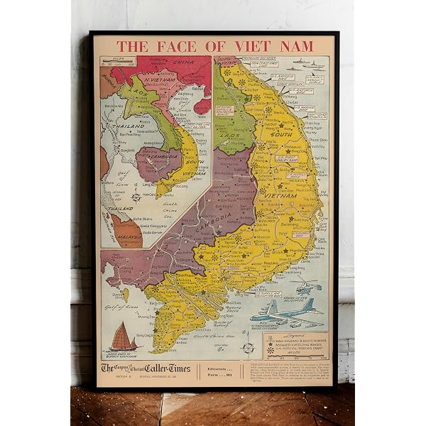 Amazon.com - YTOMEAT vietnam war map antique Maps Tin Sign Wall
