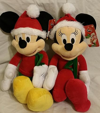 mickey and minnie christmas plush