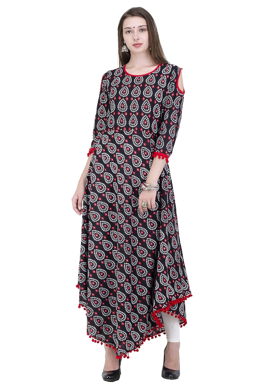 anjushree choice women's cotton printed stitched kurti (black_xxl)