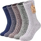 Loritta Wool Socks for Women, Winter Warm Hiking Boot Socks Gifts | Classic Cozy Crew, Vintage Knit, Soft Thick House Socks, Outdoor, Christmas Gift, Stocking Stuffers for Mom Grandma Wife