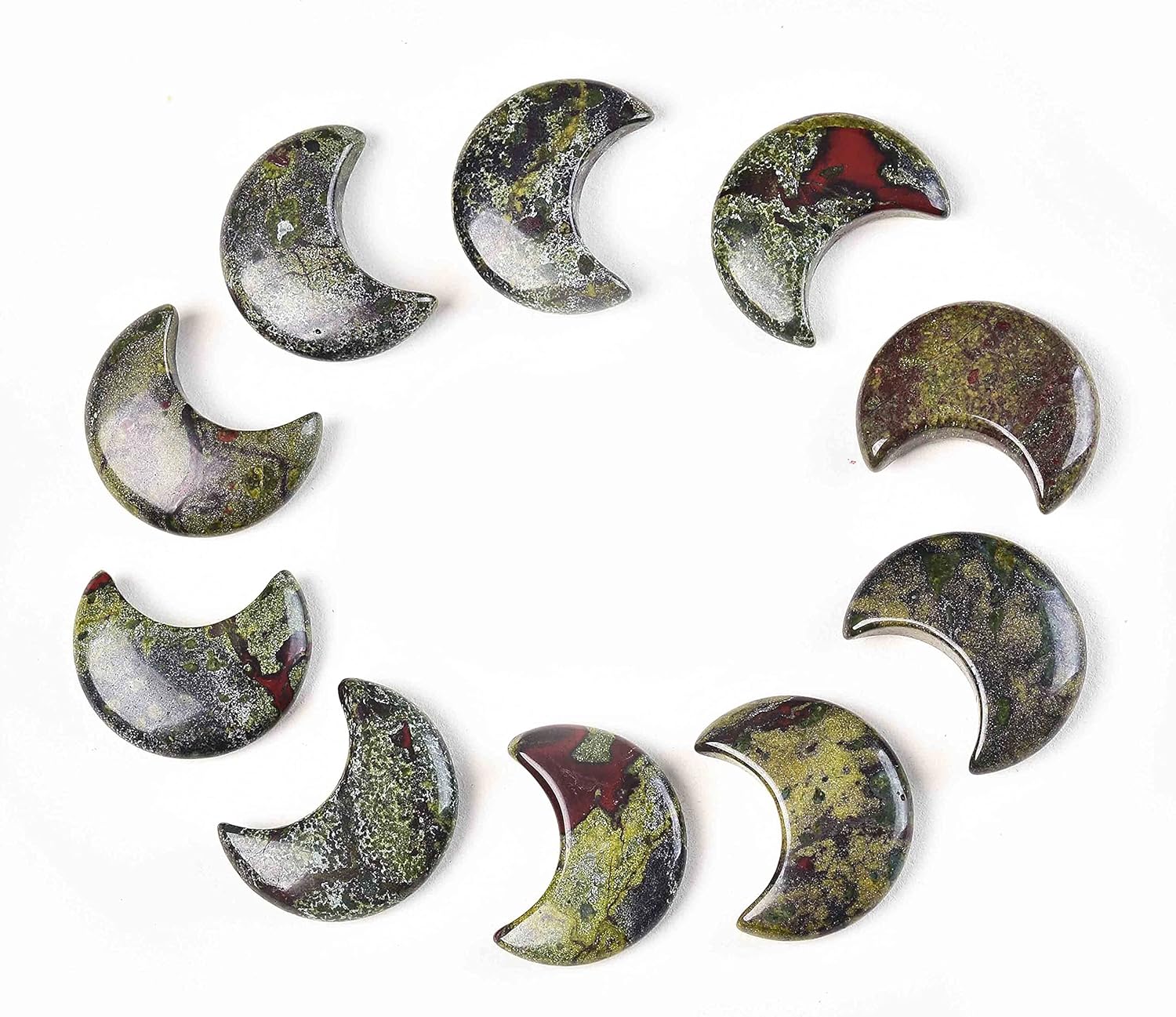 Indoor Fountains & Accessories - JIC Gem 10PC Bulk Crescent Moon Shaped Crystal Stones Dragon Blood Quartz Crystal Pocket Calming Worry Stone,for Jewelry Making Moon Stones